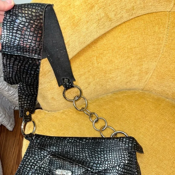 One of a kind, hand made black bag/belt bag/clutch. - Picture 6 of 6